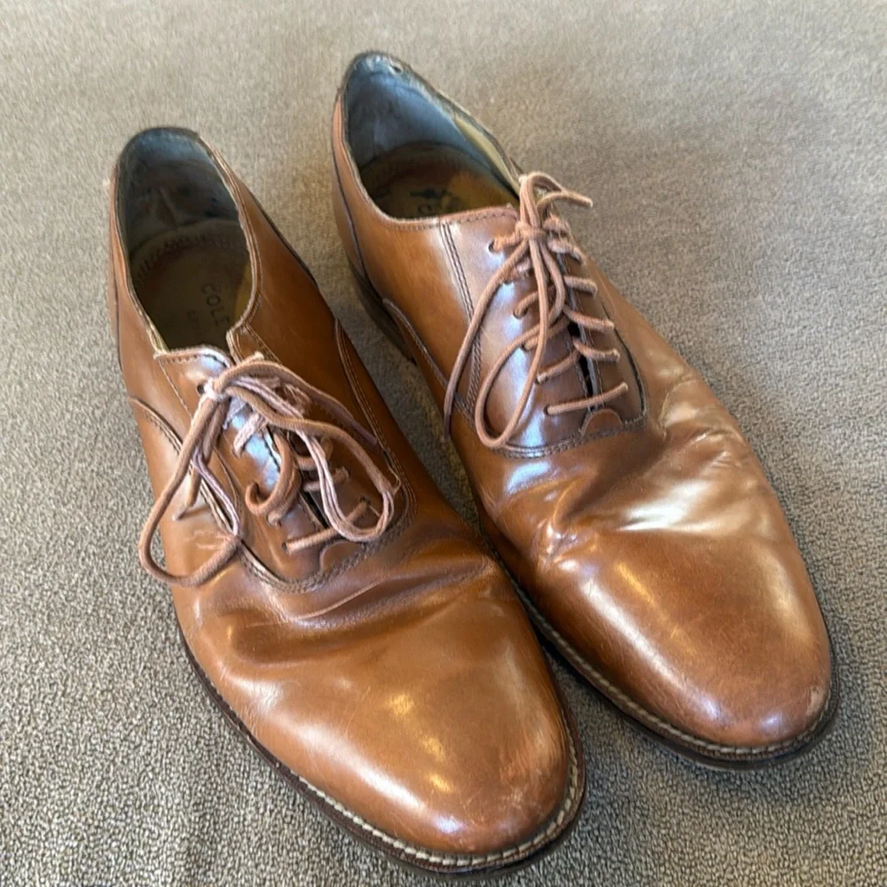 Cole Haan Grand OS Size 10 Brown Leather Oxford Dress Shoes C12849 (NH)